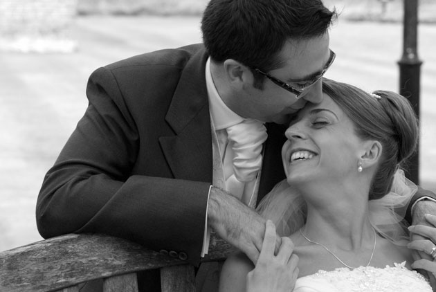 relaxed portrait bride and groom channels essex