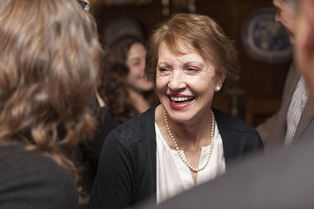 Woman smiling at a party