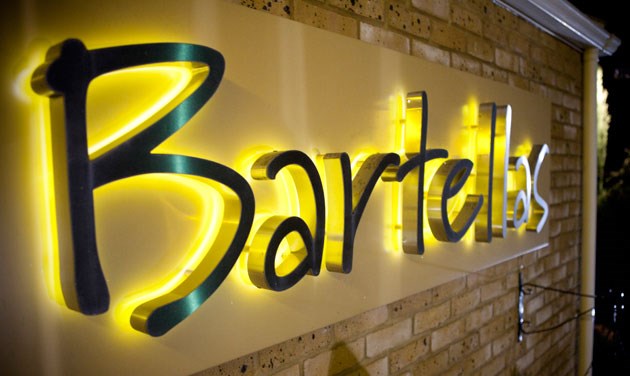 illuminated sign at bartellas essex