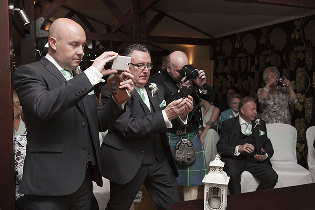 Wedding guests during ceremony at Channels Essex