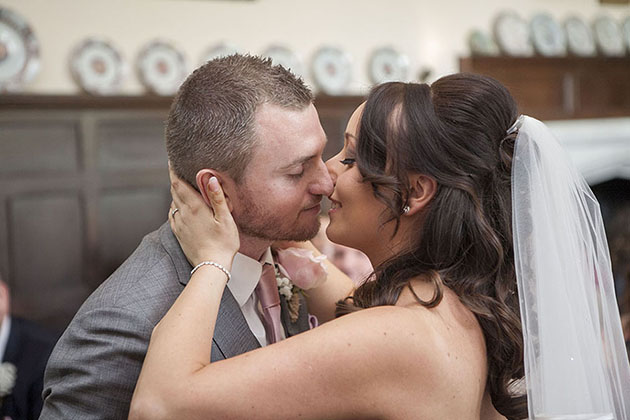 Spains Hall Bride Groom Kiss