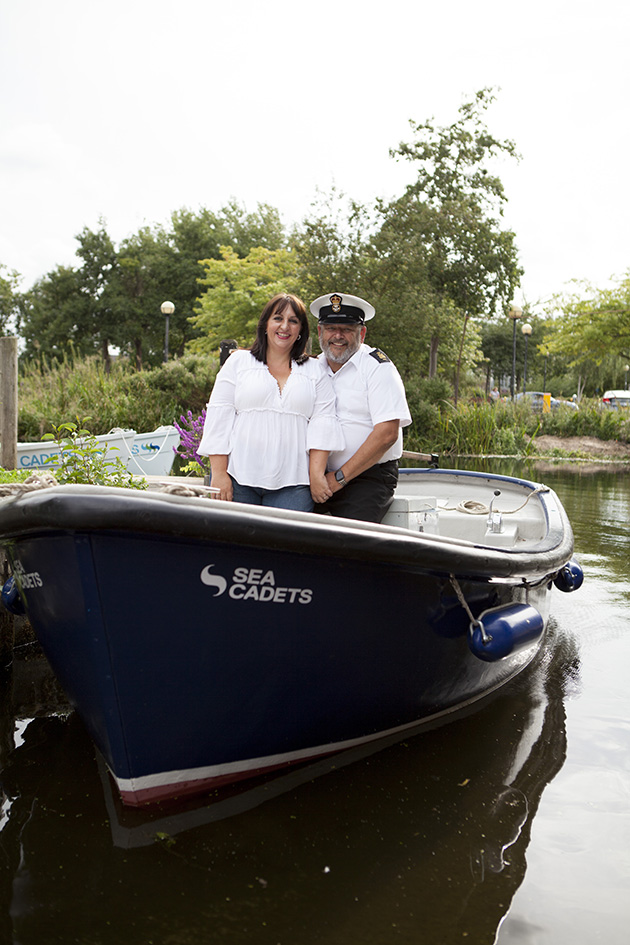 sailor and woman standing in a river boat on River Chelmer