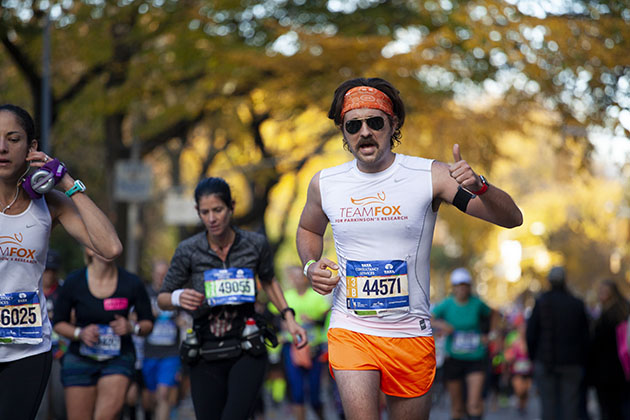 New York marathon runner supporting Team Fox