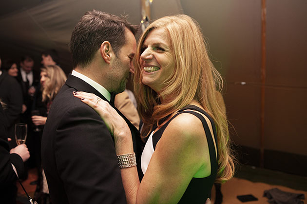 Woman and man dancing at a party