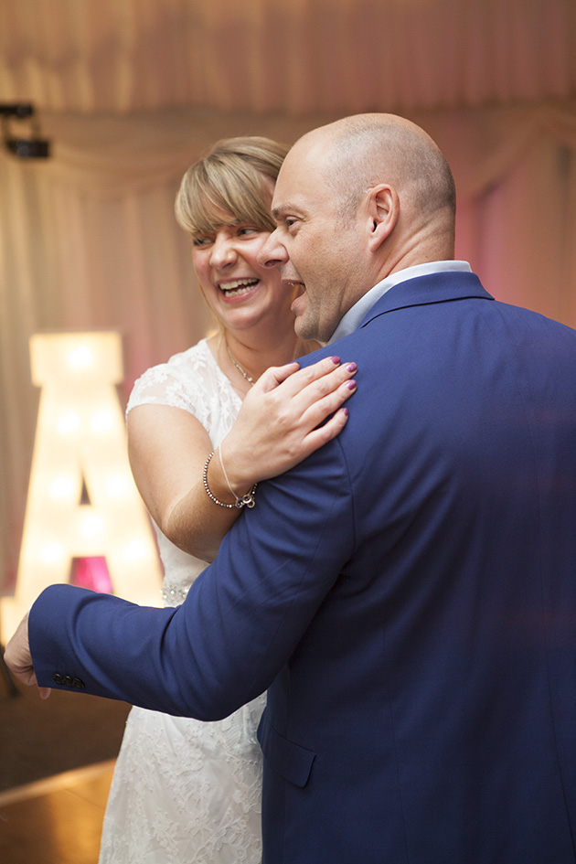 Bride and groom during first dance at wedding