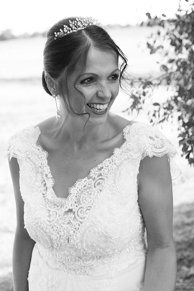 Natural portrait of bride in garden