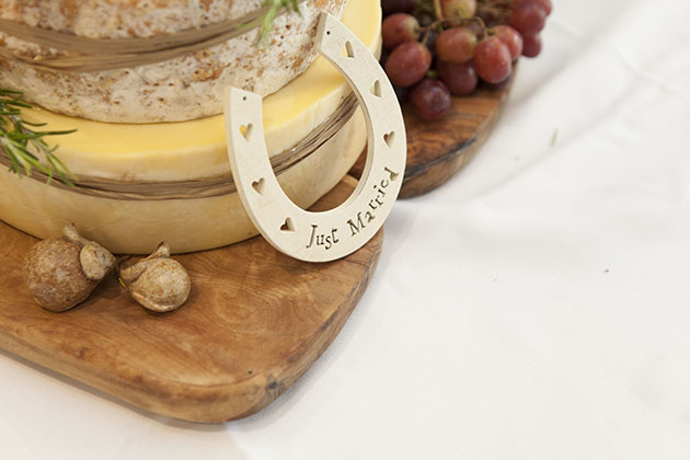 Close-up of wedding cake made of cheese