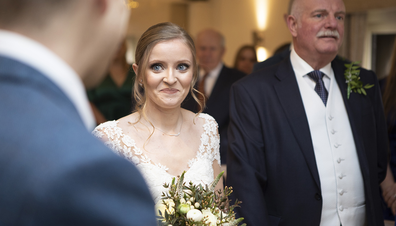 bride seeing the groom at a wedding ceremony