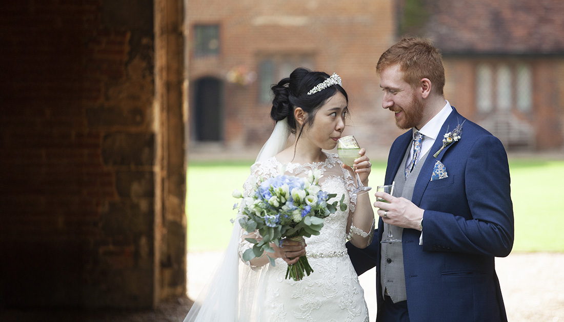 Bride and groom at Leez Priory Essex